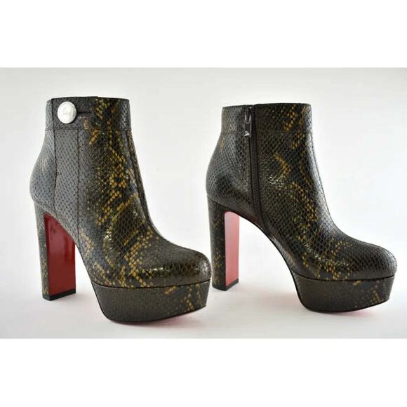 Christian Louboutin Janis Boot Alta 120 Dark Brown Platform Ankle Heel Boot 37.5 - Picture 4 of 12